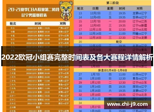 2022欧冠小组赛完整时间表及各大赛程详情解析